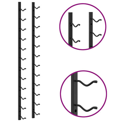 vidaXL Wall Mounted Wine Rack for 12 Bottles Black Iron