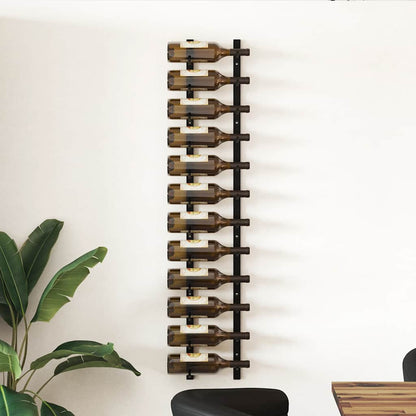 282466 vidaXL Wall Mounted Wine Rack for 12 Bottles Black Iron