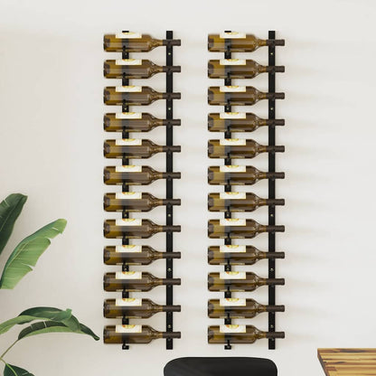 282467 vidaXL Wall Mounted Wine Racks for 12 Bottles 2 pcs Black Iron
