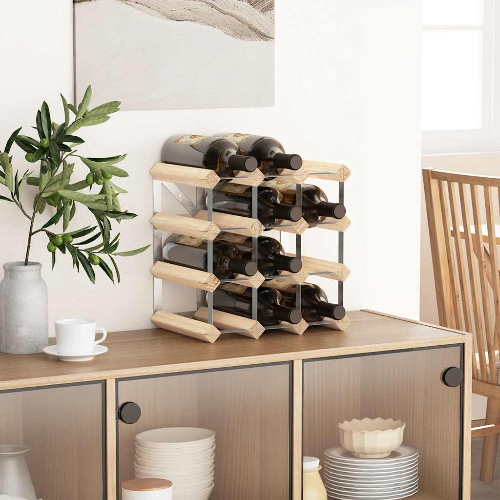 282468 vidaXL Wine Rack for 12 Bottles Solid Pinewood