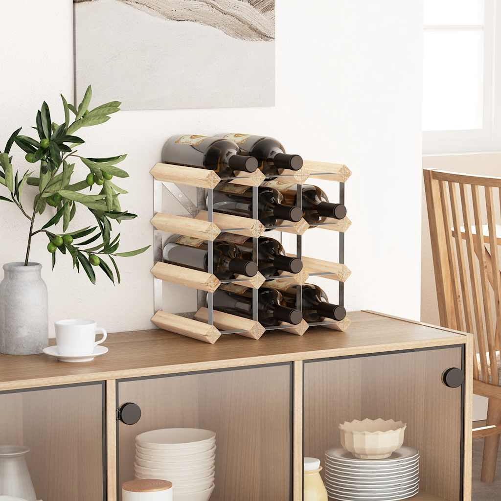 282468 vidaXL Wine Rack for 12 Bottles Solid Pinewood