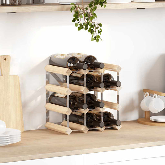 282468 vidaXL Wine Rack for 12 Bottles Solid Pinewood