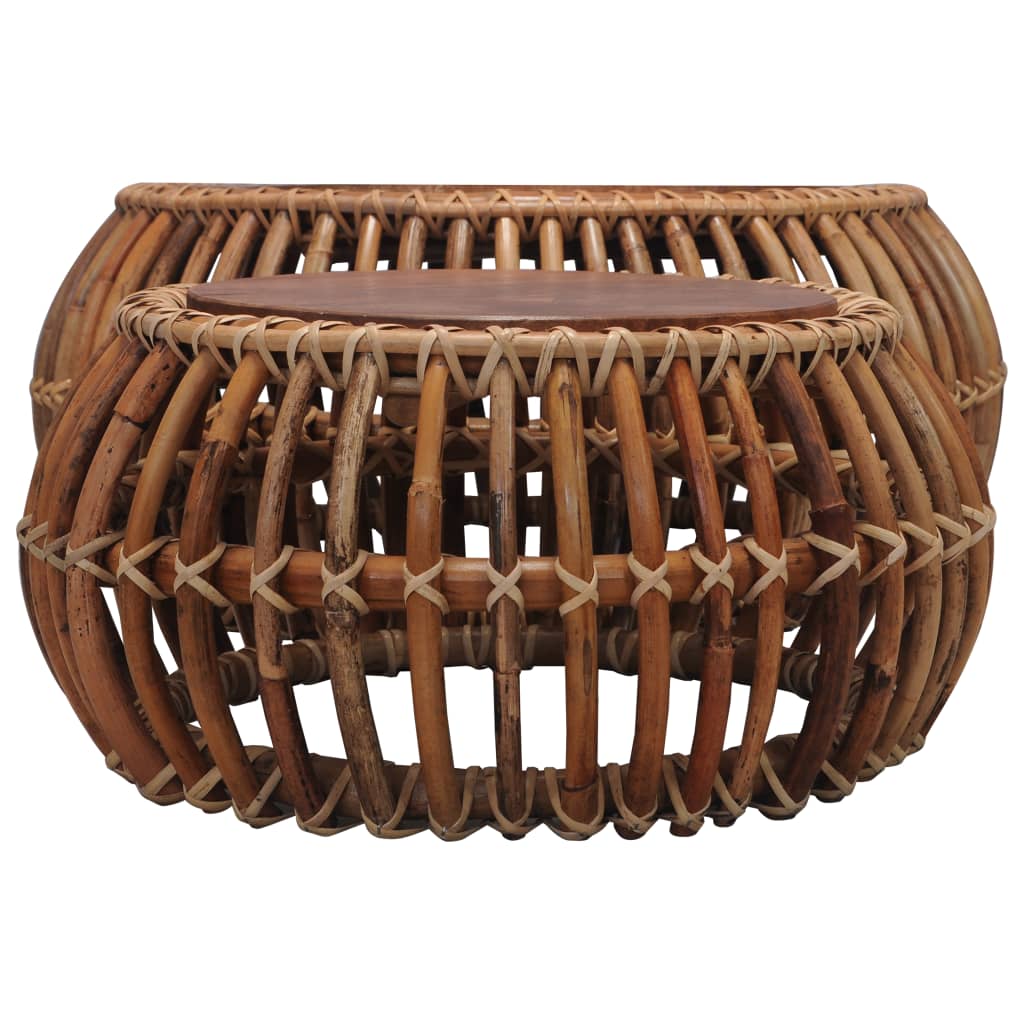 vidaXL Coffee Tables 2 pcs Natural Rattan