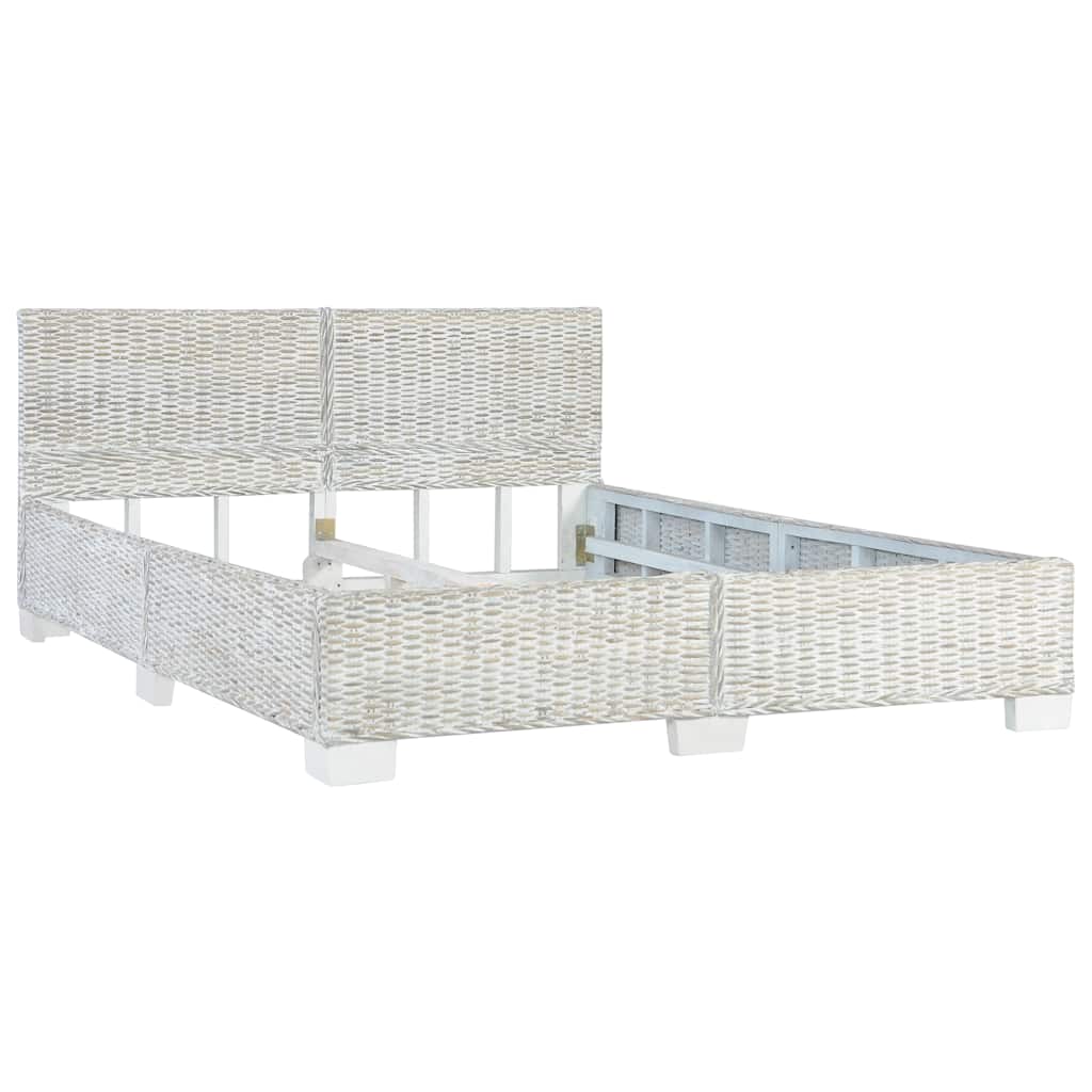 vidaXL Bed Frame without Mattress Grey Natural Rattan 140x200 cm