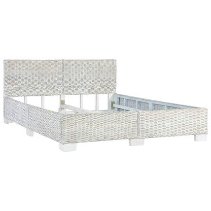 vidaXL Bed Frame without Mattress Grey Natural Rattan 140x200 cm
