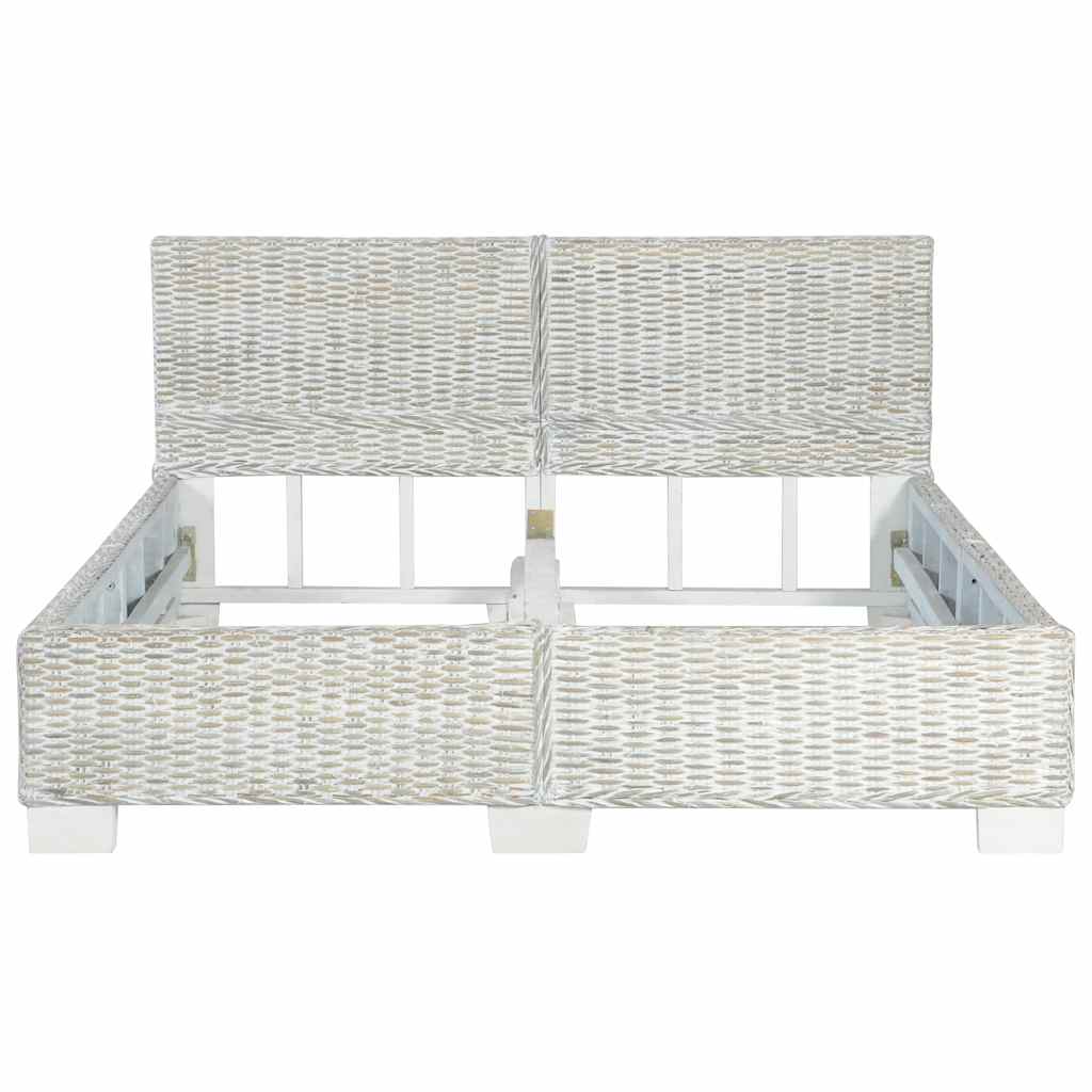 vidaXL Bed Frame without Mattress Grey Natural Rattan 140x200 cm