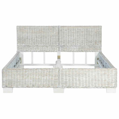 vidaXL Bed Frame without Mattress Grey Natural Rattan 140x200 cm