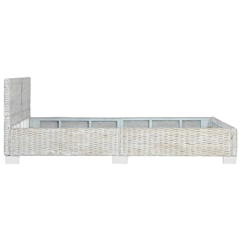 vidaXL Bed Frame without Mattress Grey Natural Rattan 140x200 cm