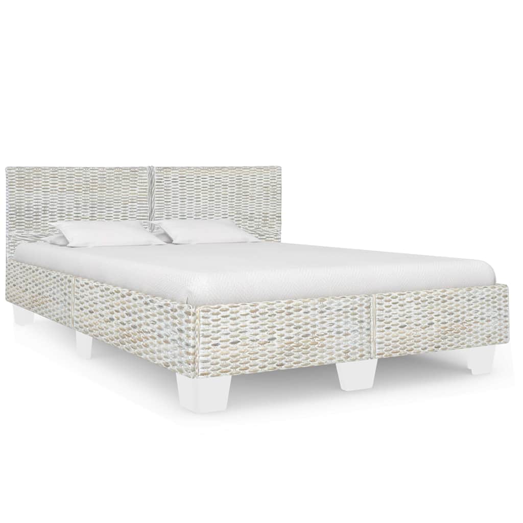 vidaXL Bed Frame without Mattress Grey Natural Rattan 160x200 cm