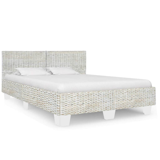 vidaXL Bed Frame without Mattress Grey Natural Rattan 160x200 cm