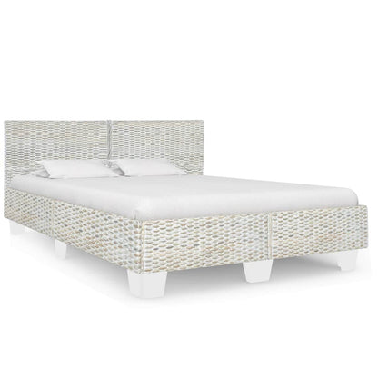 vidaXL Bed Frame without Mattress Grey Natural Rattan 160x200 cm