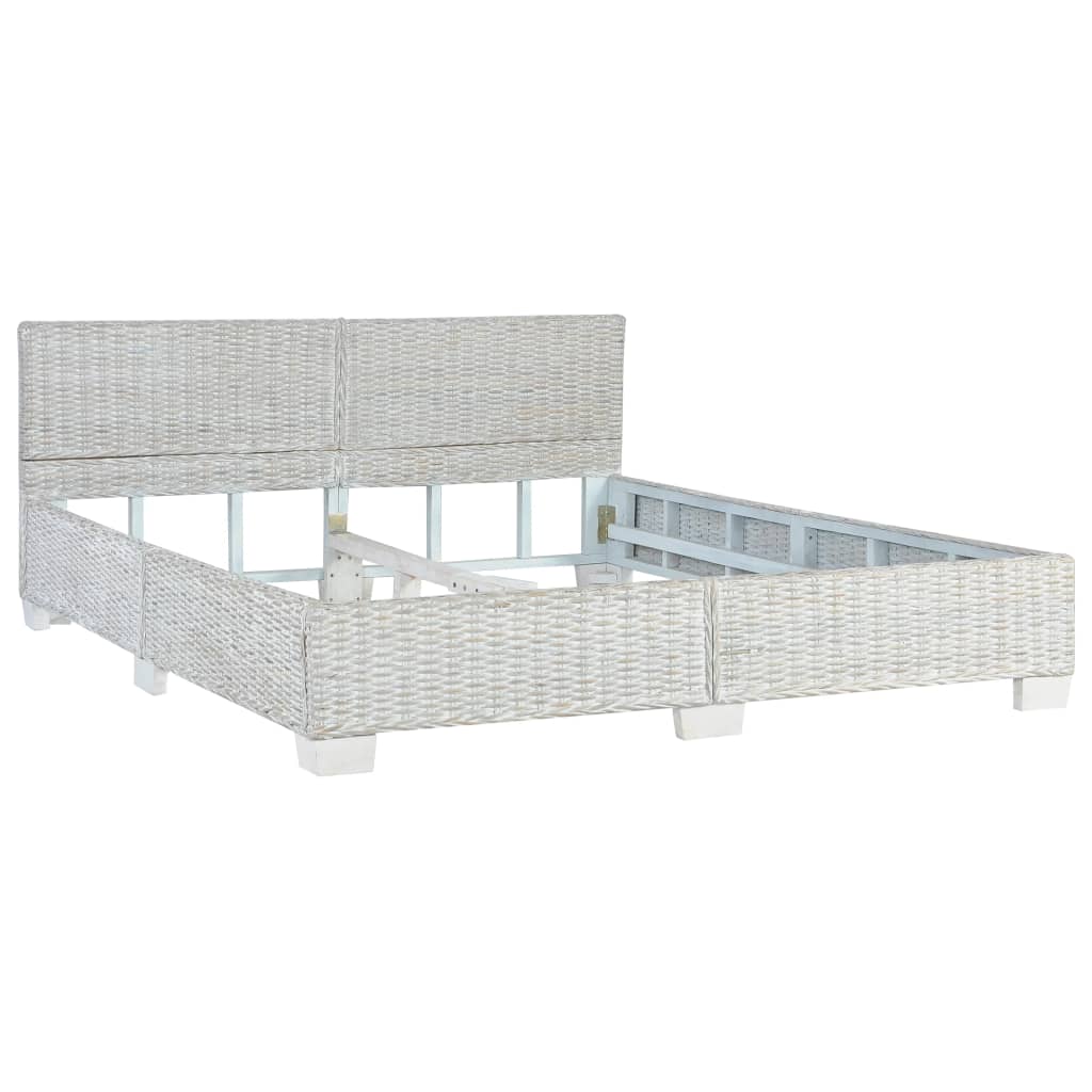 vidaXL Bed Frame without Mattress Grey Natural Rattan 160x200 cm