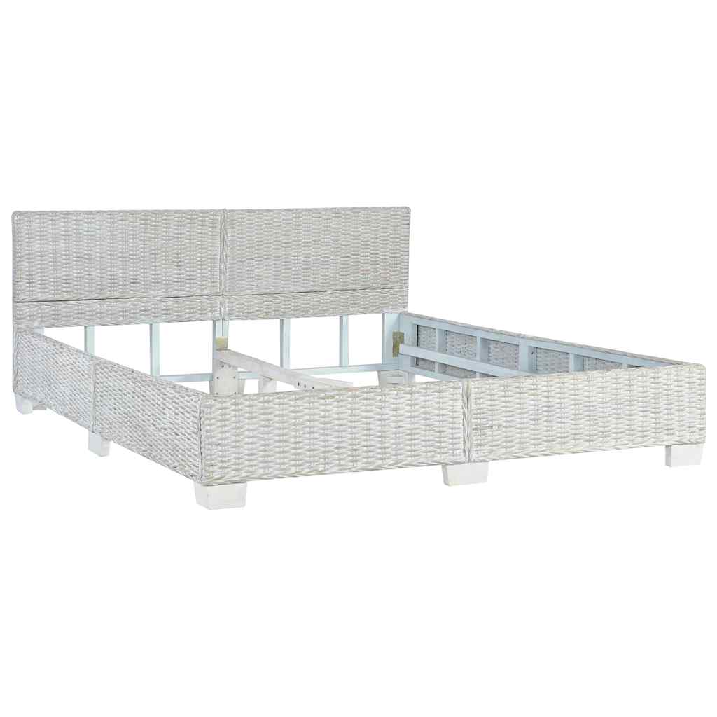 vidaXL Bed Frame without Mattress Grey Natural Rattan 160x200 cm