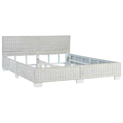 vidaXL Bed Frame without Mattress Grey Natural Rattan 160x200 cm