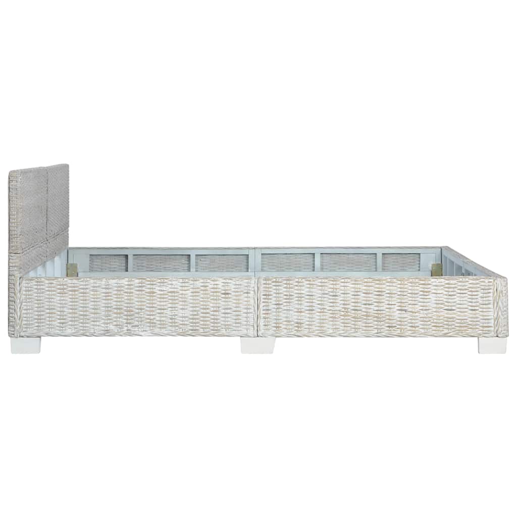 vidaXL Bed Frame without Mattress Grey Natural Rattan 160x200 cm