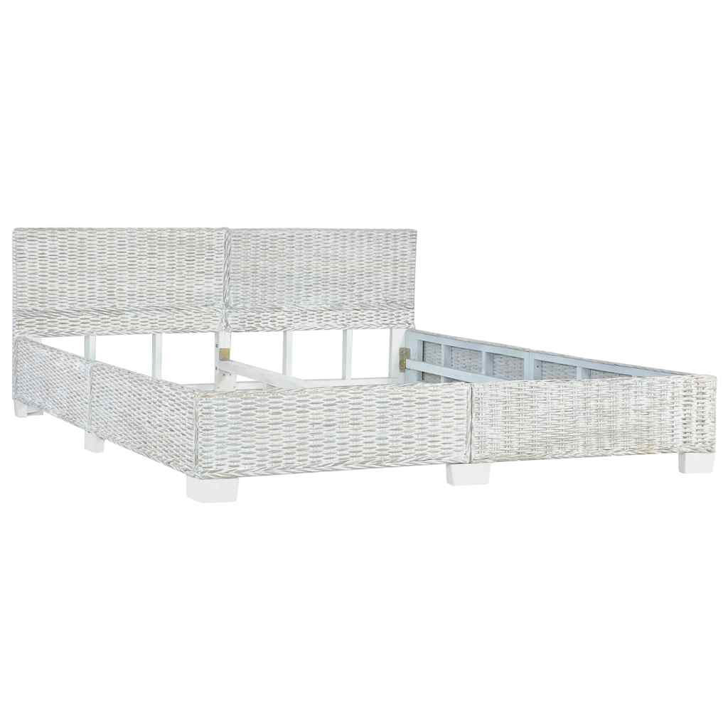 vidaXL Bed Frame without Mattress Grey Natural Rattan 180x200 cm Super King