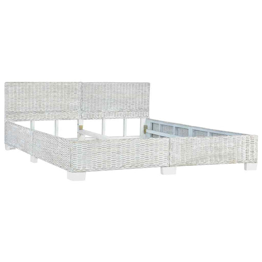 vidaXL Bed Frame without Mattress Grey Natural Rattan 180x200 cm Super King