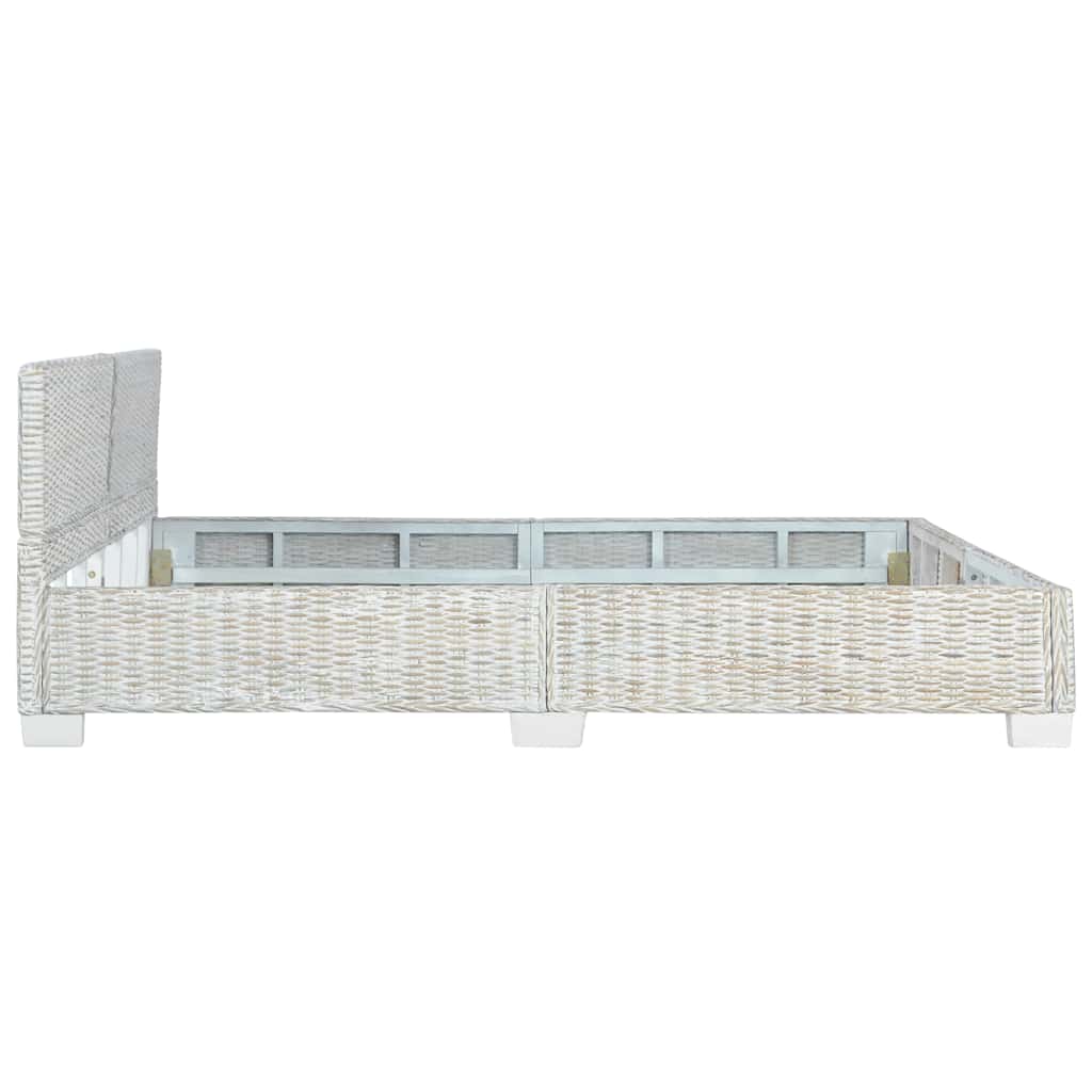 vidaXL Bed Frame without Mattress Grey Natural Rattan 180x200 cm Super King