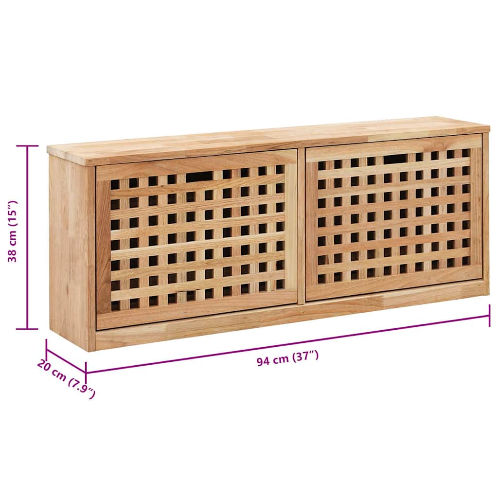 vidaXL Shoe Storage Bench 94x20x38 cm Solid Walnut Wood
