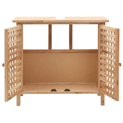 247607 vidaXL Sink Cabinet with Mirror Solid Walnut Wood