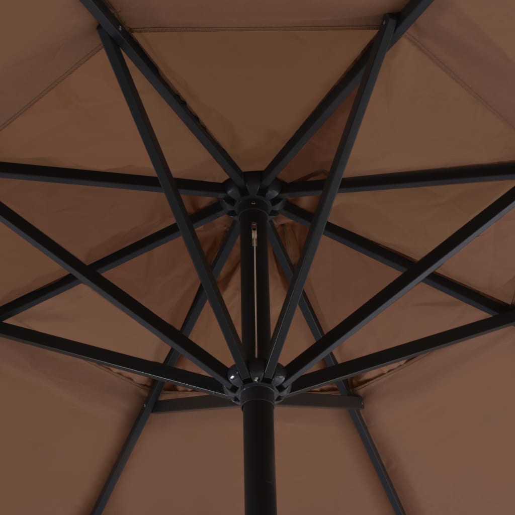 vidaXL Garden Parasol | Taupe, Black | Aluminium, Steel, Plastic | Large