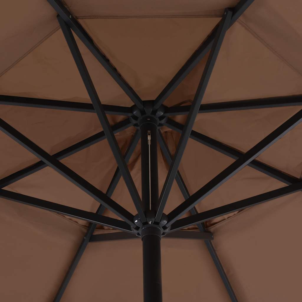 vidaXL Garden Parasol | Taupe, Black | Aluminium, Steel, Plastic | Large