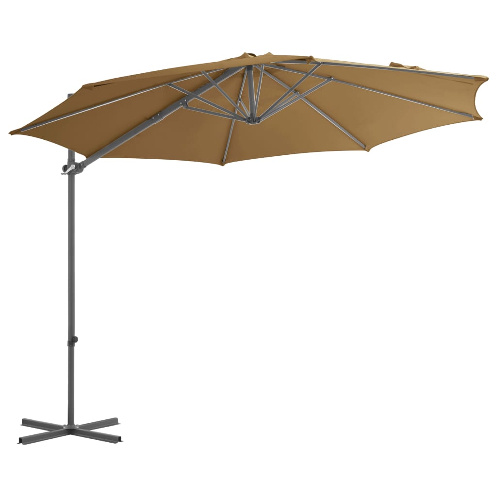 vidaXL Garden Parasol | Taupe | Aluminium | Large | Rotatable | Garden Parasol
