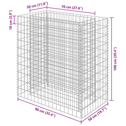 vidaXL Gabion Raised Bed Galvanised Steel 90x50x100 cm