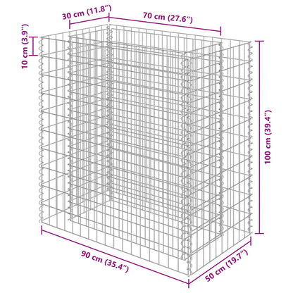 143568 vidaXL Gabion Raised Bed Galvanised Steel 90x50x100 cm