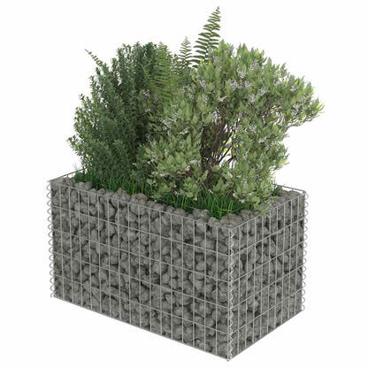 143569 vidaXL Gabion Raised Bed Galvanised Steel 90x50x50 cm