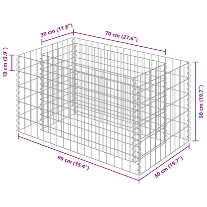143569 vidaXL Gabion Raised Bed Galvanised Steel 90x50x50 cm