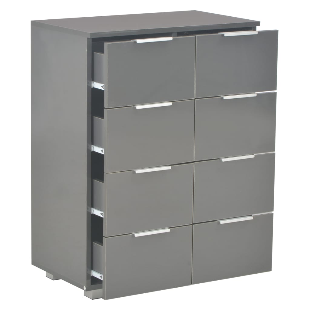 vidaXL Sideboard High Gloss Grey 60x35x80 cm Engineered Wood