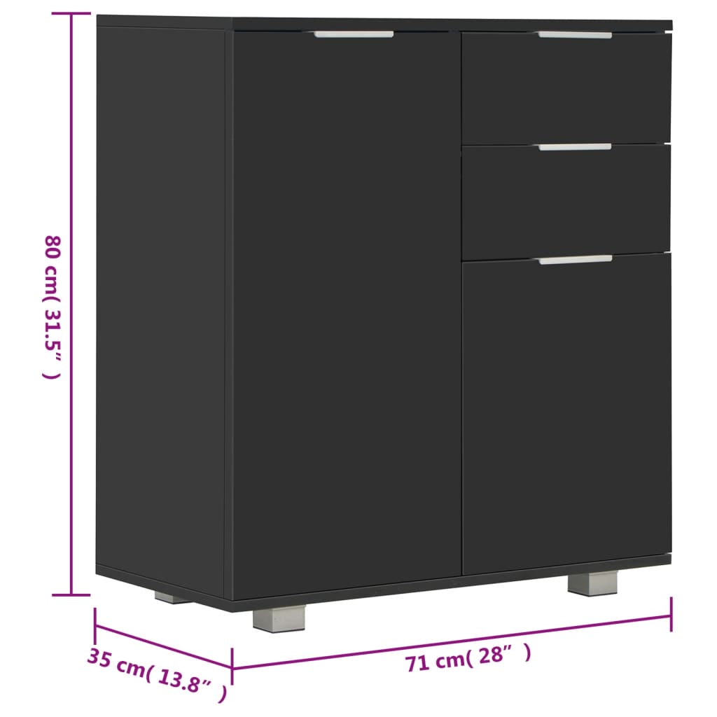 vidaXL Sideboard | Black | Engineered Wood | 71 x 35 x 80 cm | Sideboard