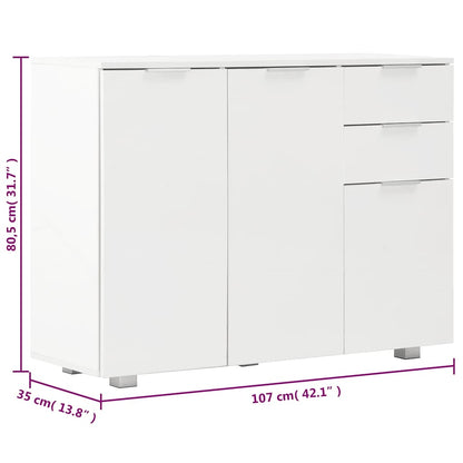 vidaXL Sideboard High Gloss White 107x35x80,5 cm