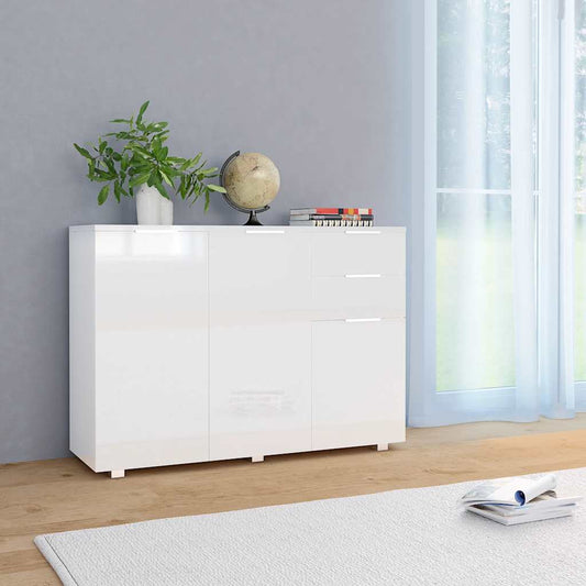 vidaXL Sideboard High Gloss White 107x35x80,5 cm