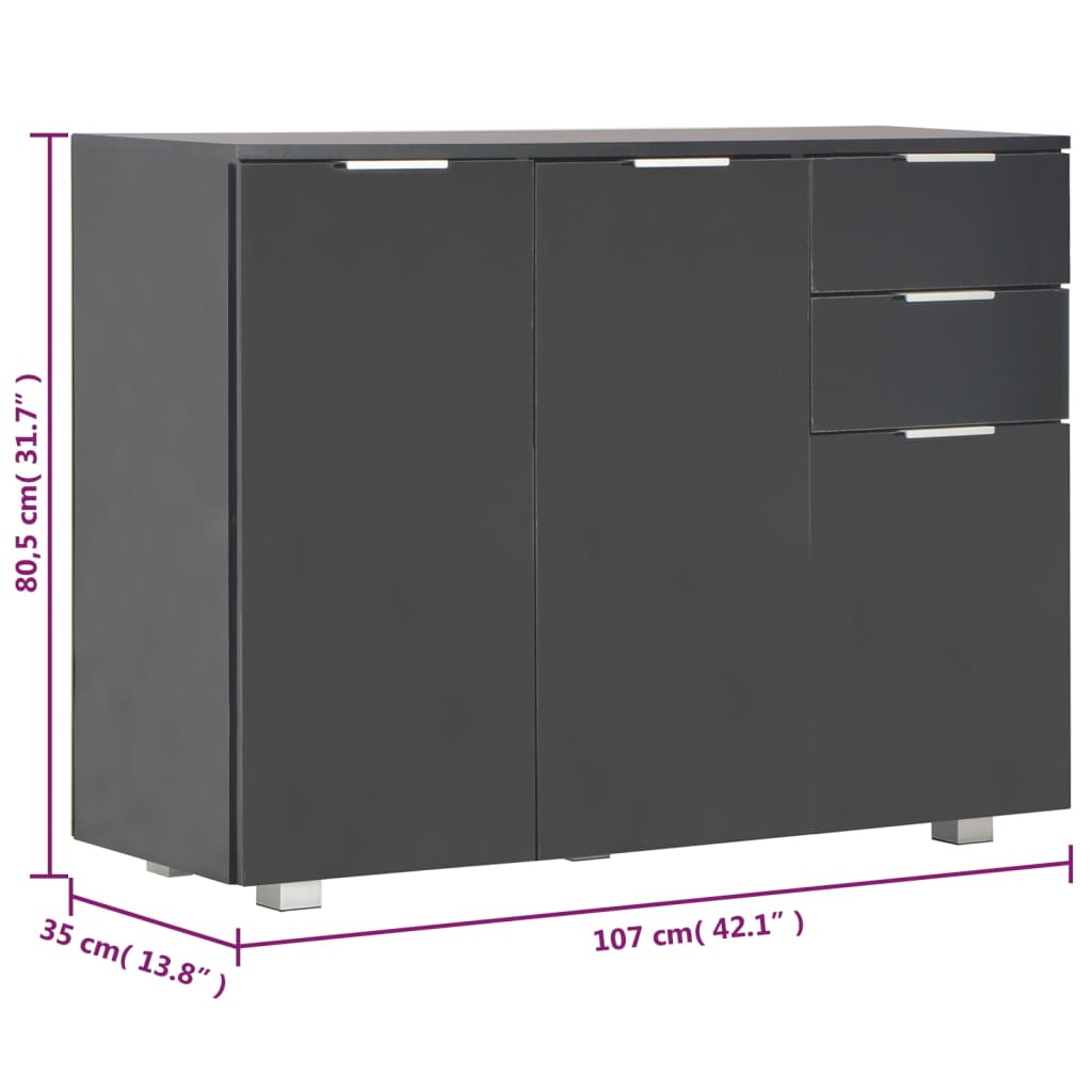 vidaXL Sideboard | Black | Engineered wood | Medium | Sideboard | Rectangular