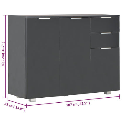 vidaXL Sideboard High Gloss Black 107x35x80,5 cm
