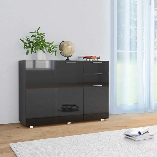 vidaXL Sideboard High Gloss Black 107x35x80,5 cm