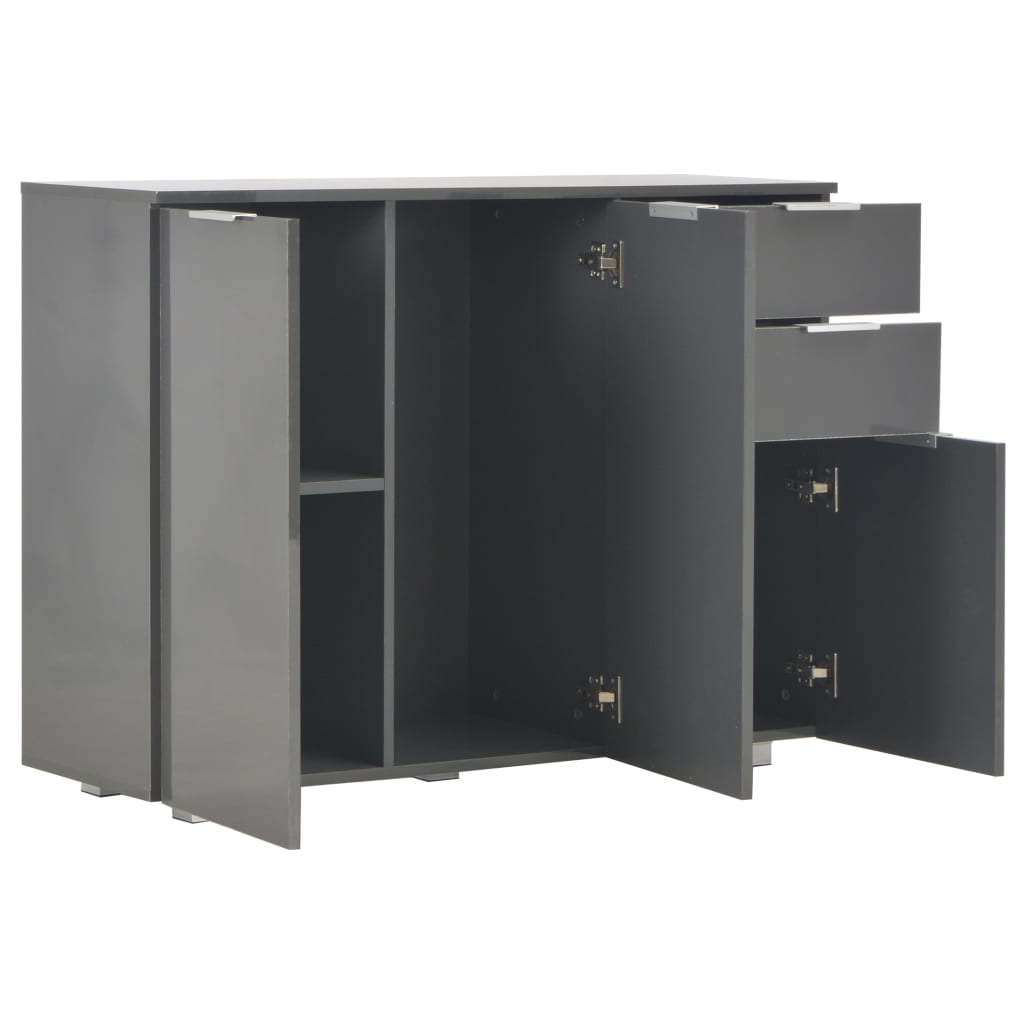 vidaXL Sideboard High Gloss Grey 107x35x80.5 cm