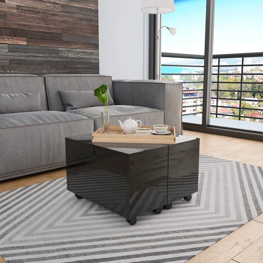 vidaXL Coffee Table High Gloss Black 60x60x35 cm Engineered Wood