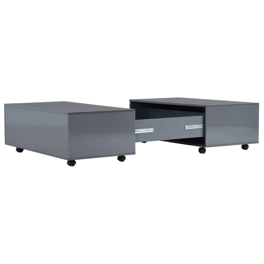 283726 vidaXL Coffee Table High Gloss Grey 100x100x35 cm