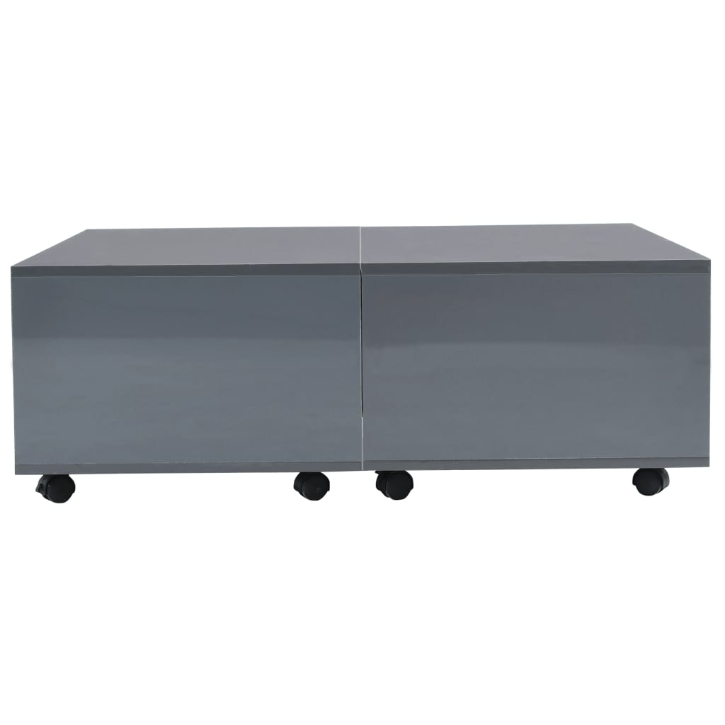 283726 vidaXL Coffee Table High Gloss Grey 100x100x35 cm