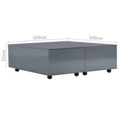283726 vidaXL Coffee Table High Gloss Grey 100x100x35 cm