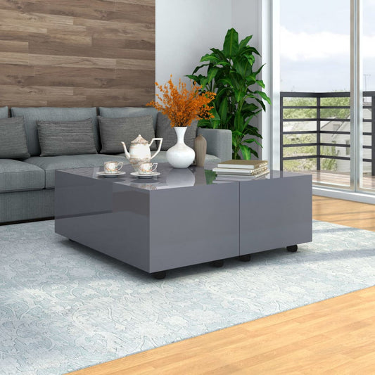 283726 vidaXL Coffee Table High Gloss Grey 100x100x35 cm