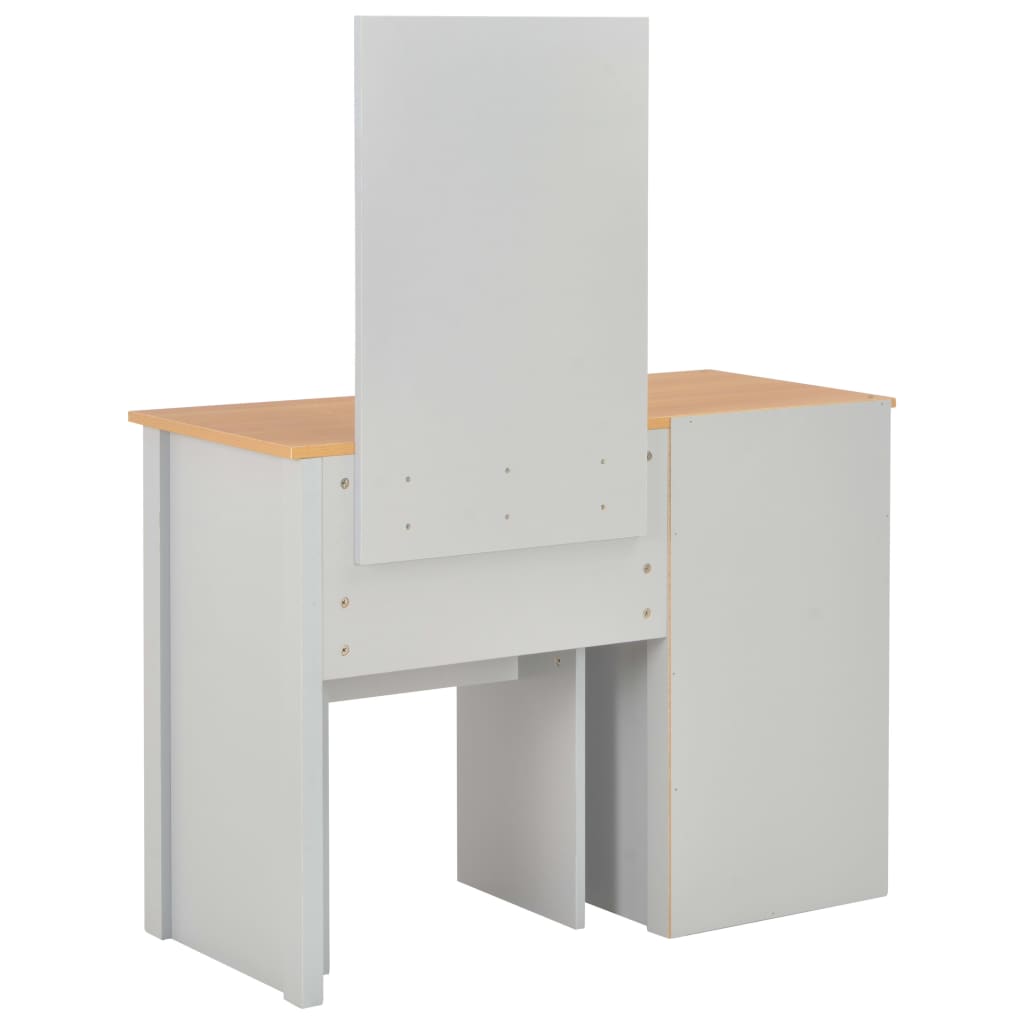 vidaXL Dressing Table with Mirror and Stool Grey 104x45x131 cm