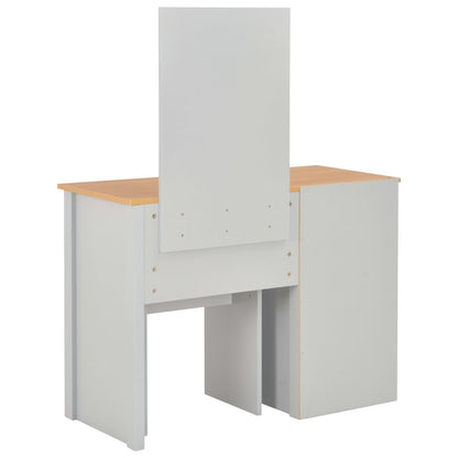 vidaXL Dressing Table with Mirror and Stool Grey 104x45x131 cm