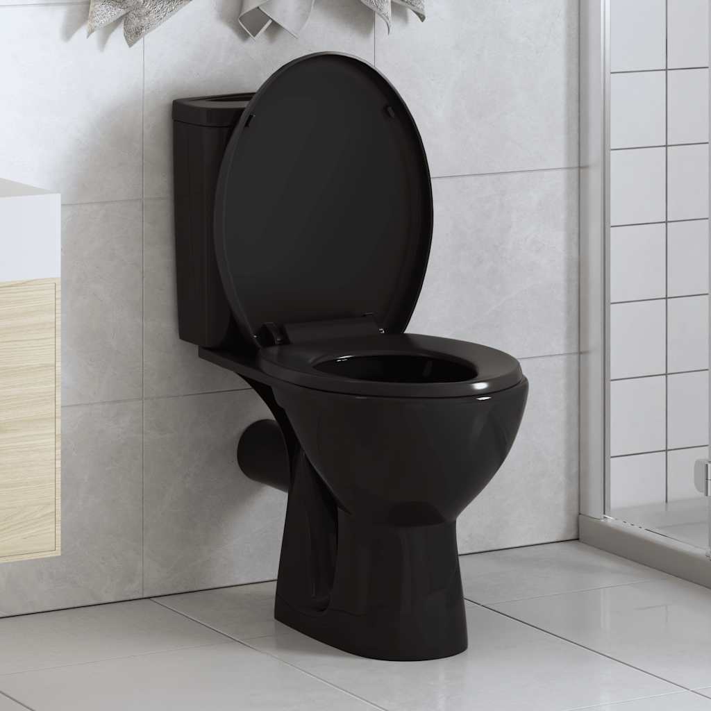 145016 vidaXL Soft-close Toilet Seat with Quick-release Design Black