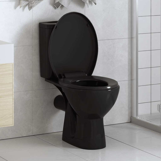 145016 vidaXL Soft-close Toilet Seat with Quick-release Design Black