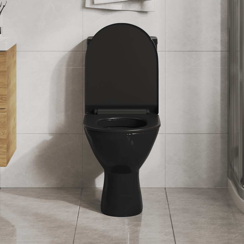 145018 vidaXL Soft-close Toilet Seat with Quick-release Design Black