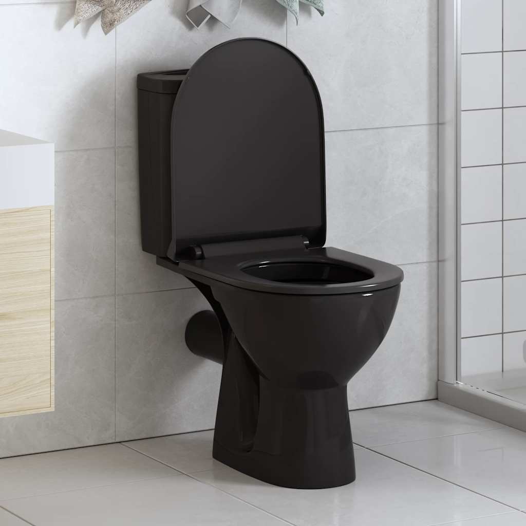 145018 vidaXL Soft-close Toilet Seat with Quick-release Design Black